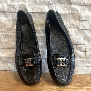 Tory Burch Black Patent Slip On Loafers